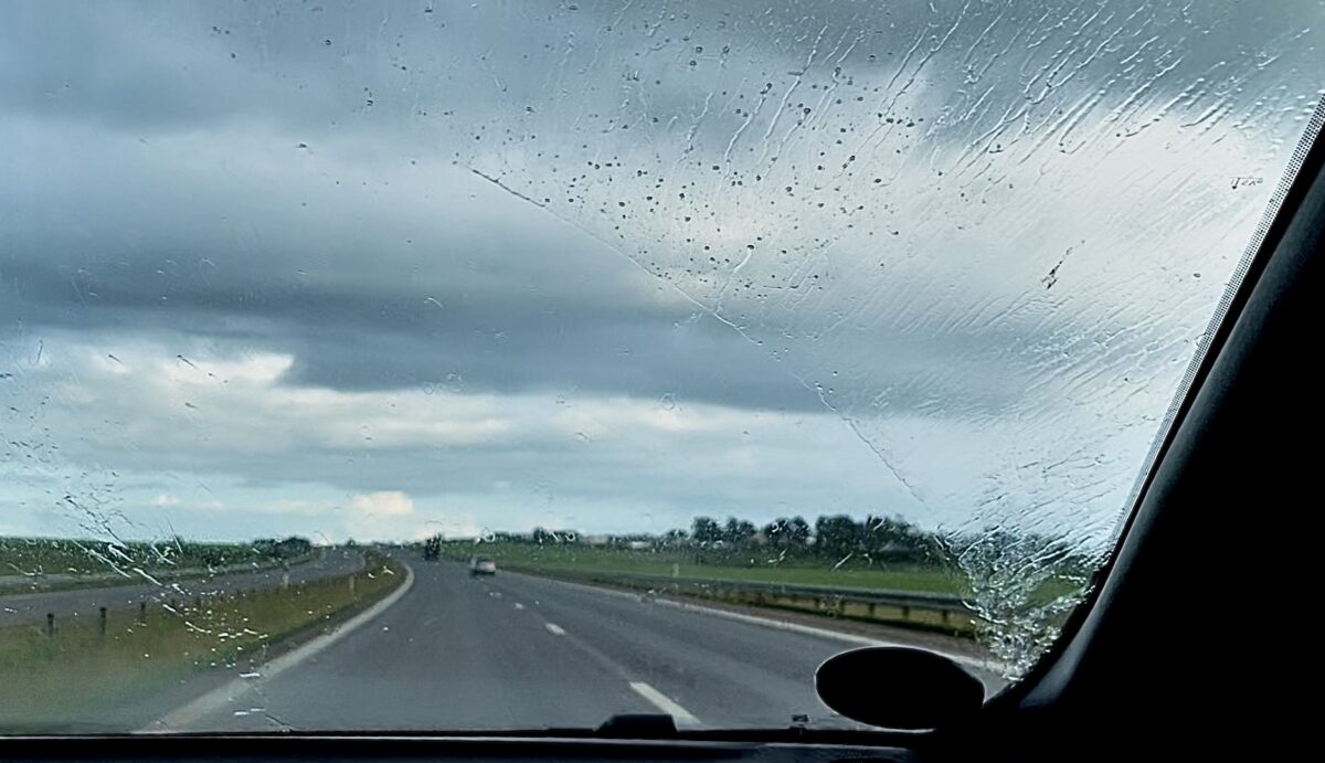 Rain on car window